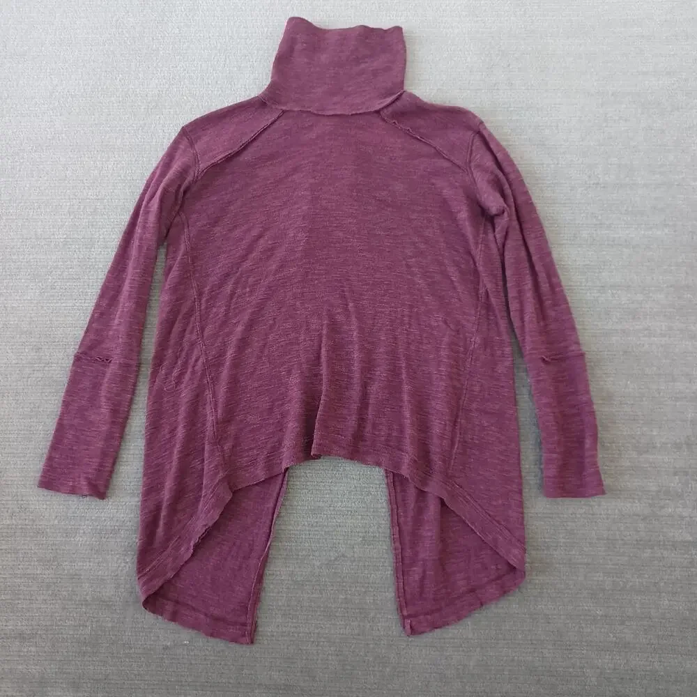 Free People Top Women S Purple Split Back Cowl Neck Ribbed Boho Casual Classic‎